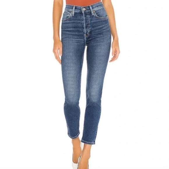 Re/Done High Rise Ankle Crop Jeans - Picture 1 of 7